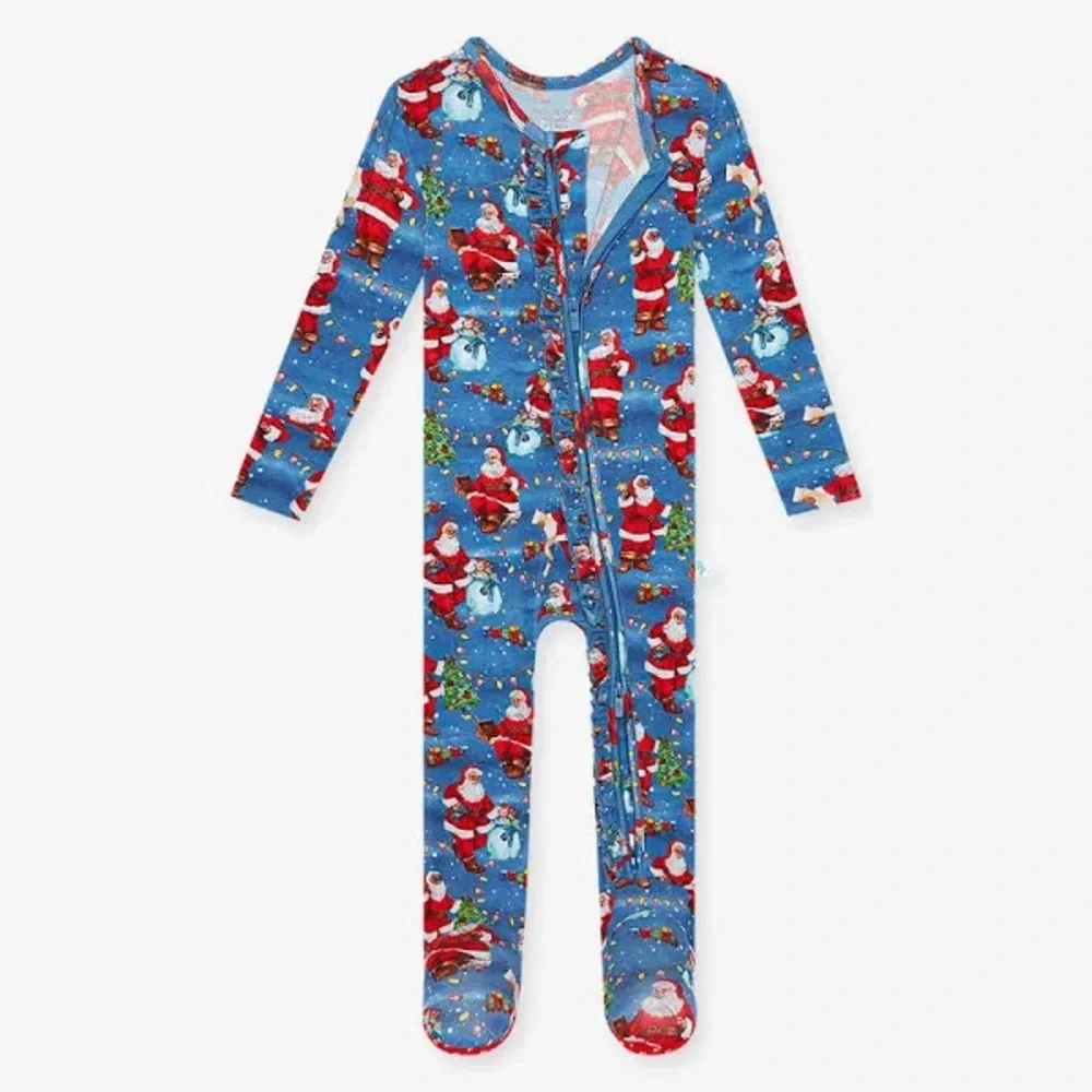 Posh Peanut Santa Claus Footie Zippered One Piece New Bamboo Sz 3-6 m‎